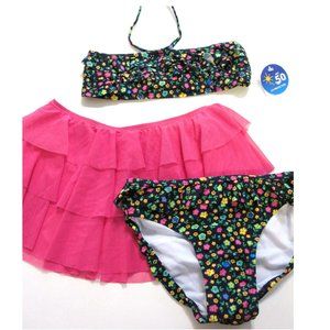 Wave Zone Bikini Swimsuit Size 7 8 Top Bottoms Skirt Set UV 50 Protection